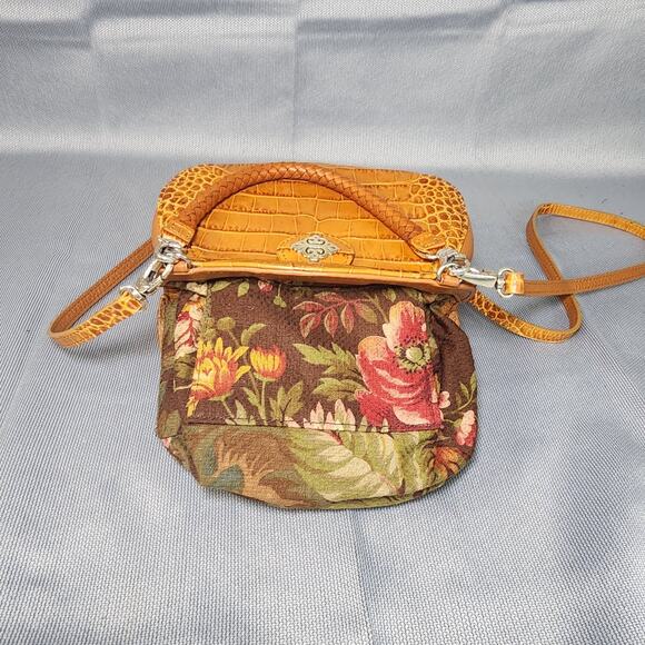 Vintage Brighton Norah Mini Crossbody Brown Leather Crocodile Embossed 2 Straps - Picture 7 of 12